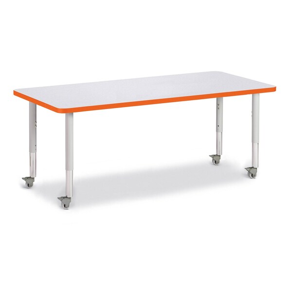 Berries Rectangle Activity Table, 30 in. x 72 in., Mobile, Freckled Gray/Orange/Gray